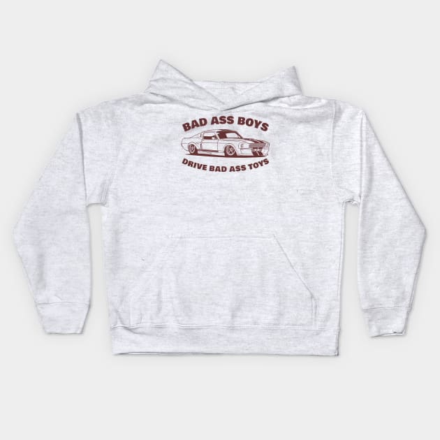 bad ass boys drive bad ass toys Kids Hoodie by small alley co
